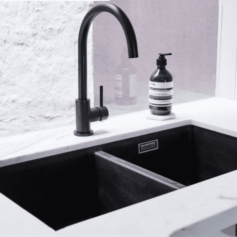 Modern Pin Lever Gooseneck Mixer - Matte Black - Image 3