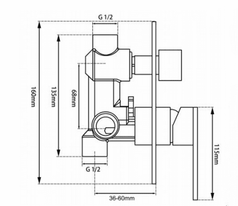 Minimalist Round Pin Lever Shower Diverter - Matte Black - Image 2