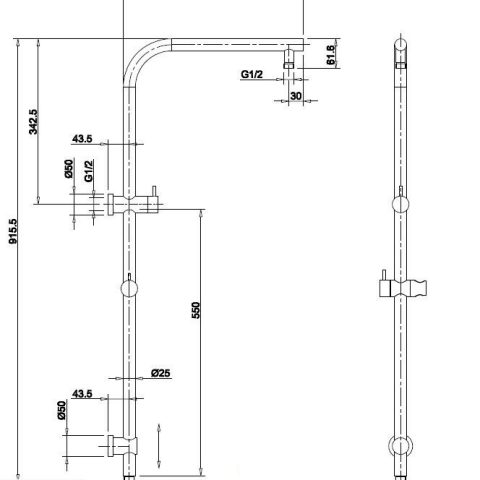 Bathroom Black Round Shower Rain Set Slider with 2-functional Shower Head and Rain Head - Image 5