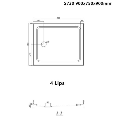 Framed Alcove 900dx750wx900dmm Shower SwingDoor 3 Sided Inc Glass Tray And Liner Door 750mm - Image 9