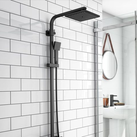 Shower Mixer Two Functional With Rain Head Black Square - Image 3