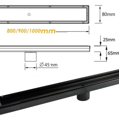 700mm Tiled Insert Channel Shower Drain – Matte Black - Image 8
