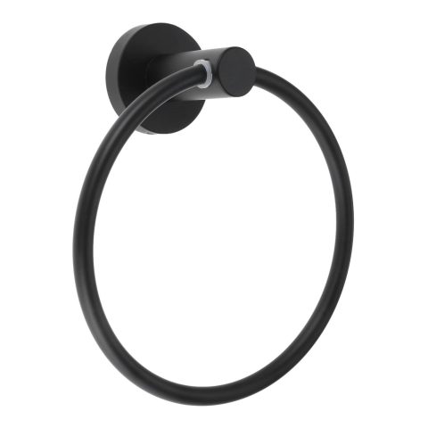 Modern Round Towel Ring – Matte Black - Image 2
