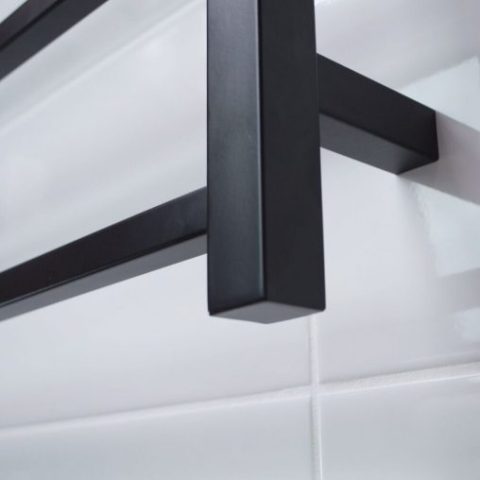 5 Bar Square Profile Heated Towel Rail - Matte Black - Image 6