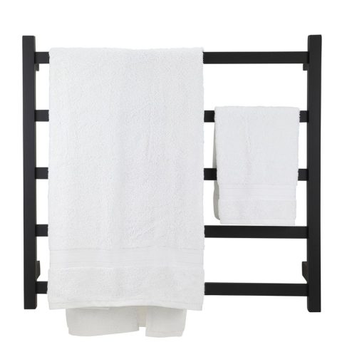 5 Bar Square Profile Heated Towel Rail - Matte Black - Image 3