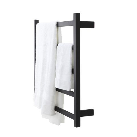 5 Bar Square Profile Heated Towel Rail - Matte Black - Image 4