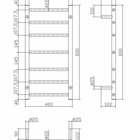 7 Bar Square Profile Heated Towel Rail - Matte Black - Image 5