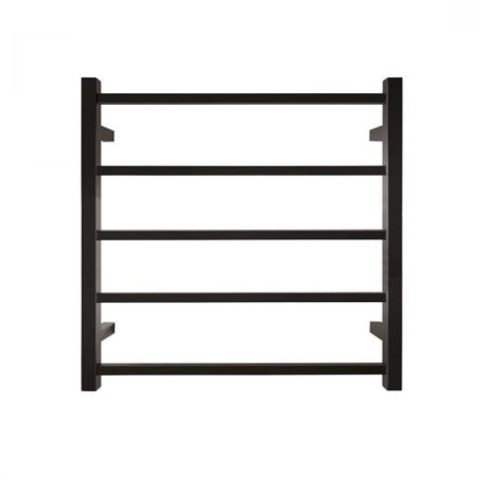 5 Bar Square Profile Heated Towel Rail - Matte Black - Image 1