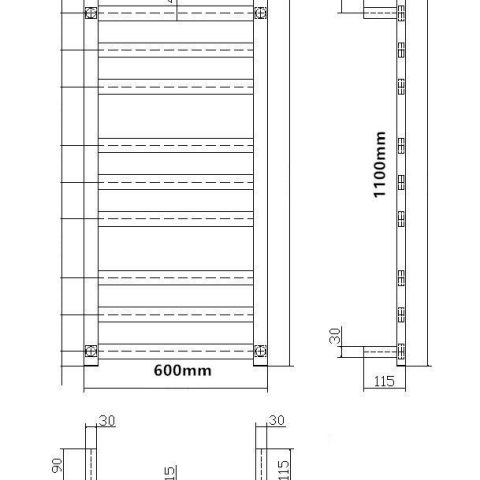 9 Bar Square Profile Heated Towel Rail – Chrome - Image 6