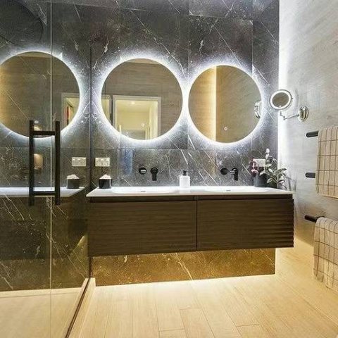 Vertical Heated Towel Rail 650mm (L) Two Round Rails Combo - Matte Black - Image 7