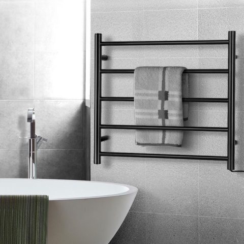 7 Bar Round Profile Heated Towel Rail – Matte Black - Image 7