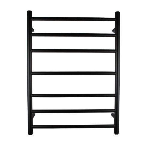 7 Bar Round Profile Heated Towel Rail – Matte Black - Image 1