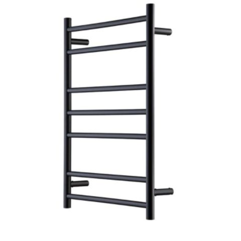 7 Bar Round Profile Heated Towel Rail – Matte Black - Image 2