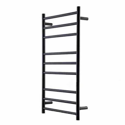 9 Bar Round Profile Heated Towel Rail – Matte Black - Image 2
