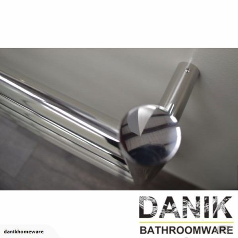 7 Bar 600mm Round Profile Heated Towel Rail - Chrome - Image 4