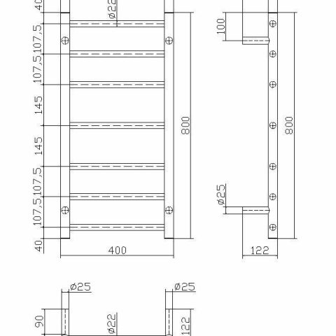 7 Bar Round Profile Heated Towel Rail - Chrome - Image 5