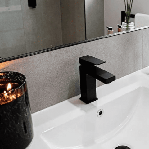 Modern Square Basin Mixer - Matte Black - Image 5