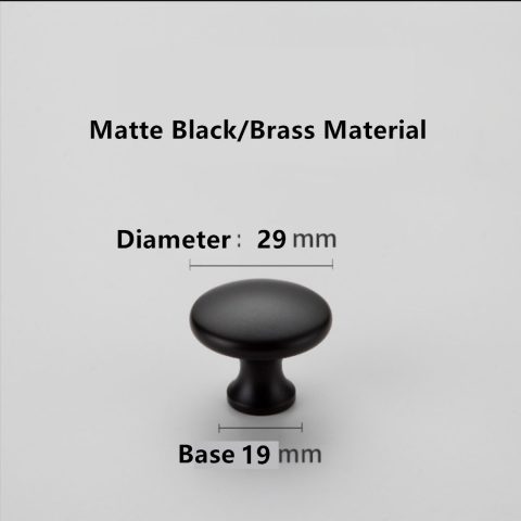 Knobs Door handle Set of TWO Matte Black Solid Brass - Image 1