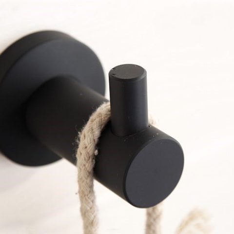 Bathroom Bedroom Cloth Hook Black Round - Image 1