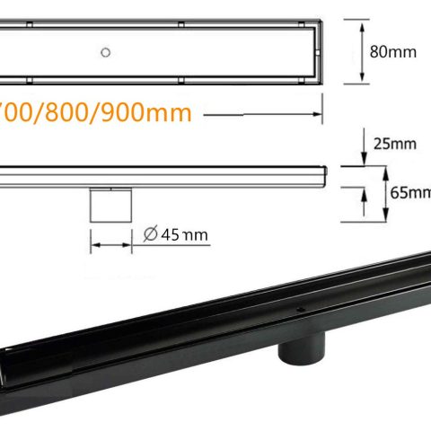 900mm Tiled Insert Channel Shower Drain – Matte Black - Image 9