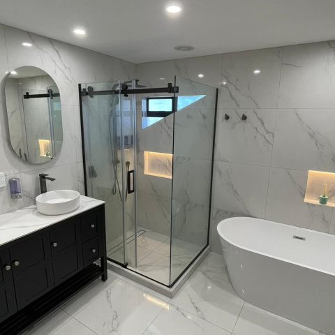 Frameless Shower Glass 1200w x 800dmm Rectangle Sliding Door Matte Black Nano Coating - Image 8