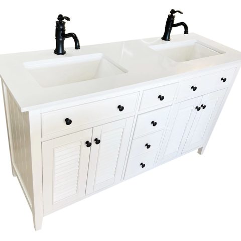 Solid Wood Hampton Floor Standing 1500mm Vanity With Double Undercounter Basin Handcafte - Image 8