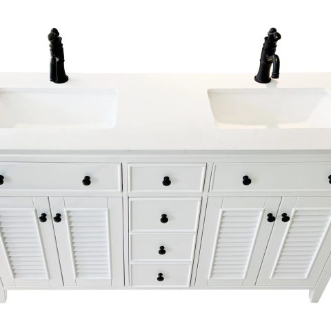 Solid Wood Hampton Floor Standing 1500mm Vanity With Double Undercounter Basin Handcafte - Image 2