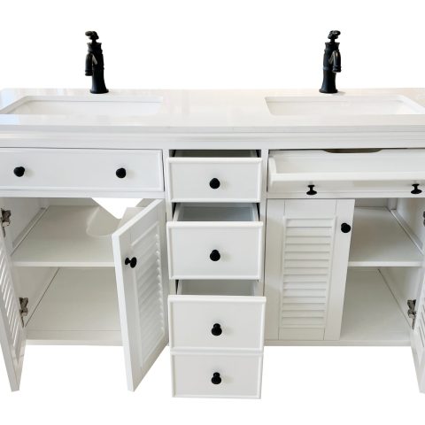 Solid Wood Hampton Floor Standing 1500mm Vanity With Double Undercounter Basin Handcafte - Image 7