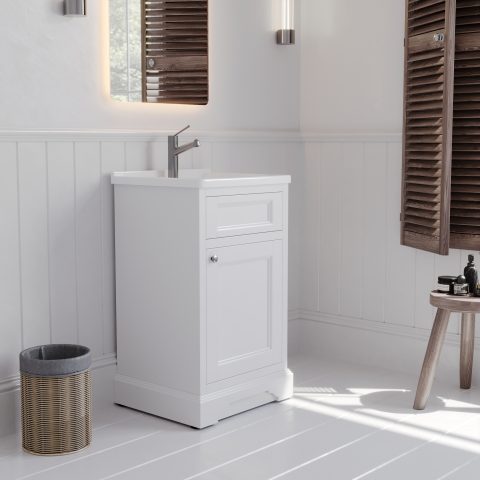 Burlington 520mm Solid Wood Floor-Standing Vanity – Hampton Series – Matte White - Image 2