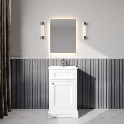 Burlington 520mm Solid Wood Floor-Standing Vanity – Hampton Series – Matte White - Image 1