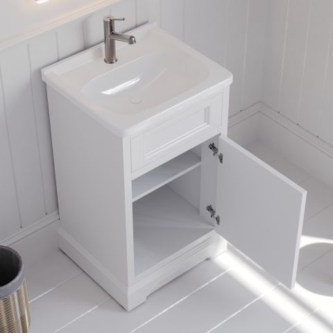 Burlington 520mm Solid Wood Floor-Standing Vanity – Hampton Series – Matte White - Image 5