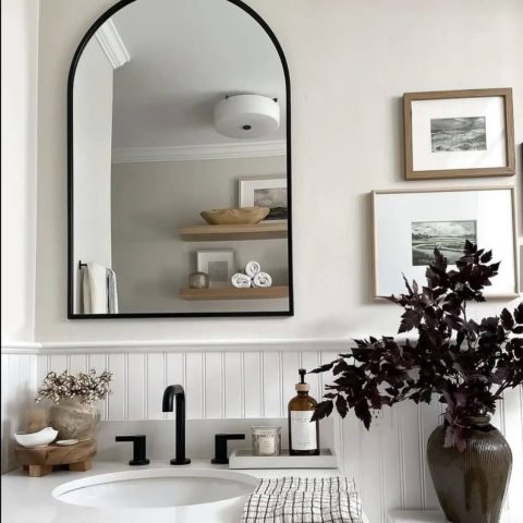 AVA Framed Arch Back-Lit LED Mirror – 550x900mm - Matte Black - Image 7