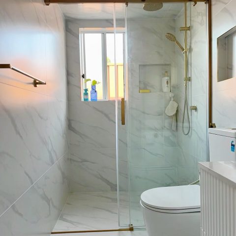 Fameless Glass Alcove 1600wx1950hmm Shower Sliding Door Brushed Gold - Image 3