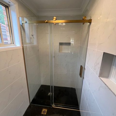 Frameless Rectangle 1200wmm Shower Sliding Door Brushed Gold - Image 7