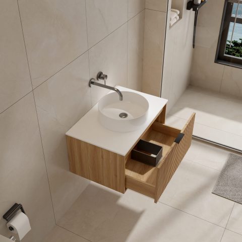 AURA 750mm Wall Hung Vanity – Acacia - Image 6