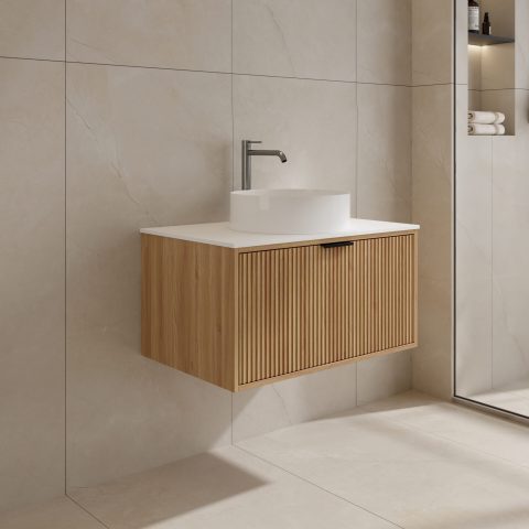 AURA 750mm Wall Hung Vanity – Acacia - Image 4