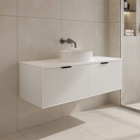Aura 1200mm Wall-Hung Vanity - Matte White - Image 5
