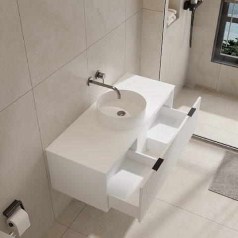 Aura 1200mm Wall-Hung Vanity - Matte White - Image 6