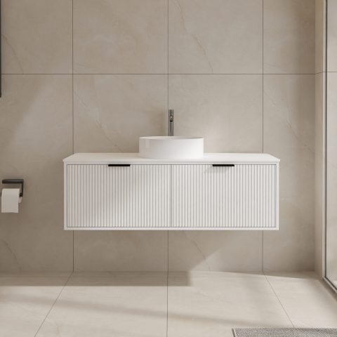 Aura 1200mm Wall-Hung Vanity - Matte White - Image 2