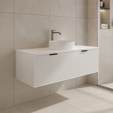Aura 1200mm Wall-Hung Vanity - Matte White - Image 3