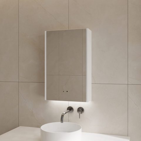 Lumina 450mm Bottom-Lit Cabinet with Sensor & Demister – Matte White - Image 1
