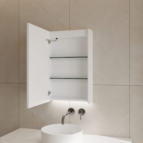 Lumina 450mm Bottom-Lit Cabinet with Sensor & Demister – Matte White - Image 2