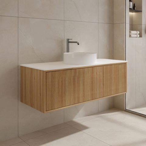 Aura 1200mm Wall-Hung Vanity - Acacia - Image 4