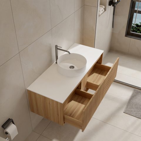 Aura 1200mm Wall-Hung Vanity - Acacia - Image 6