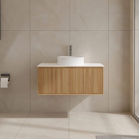 AURA 750mm Wall Hung Vanity – Acacia - Image 3