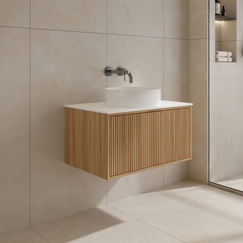AURA 750mm Wall Hung Vanity – Acacia - Image 2