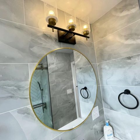 ORA Framed Round Back-Lit 800mm LED Mirror - Brushed Gold - Image 5