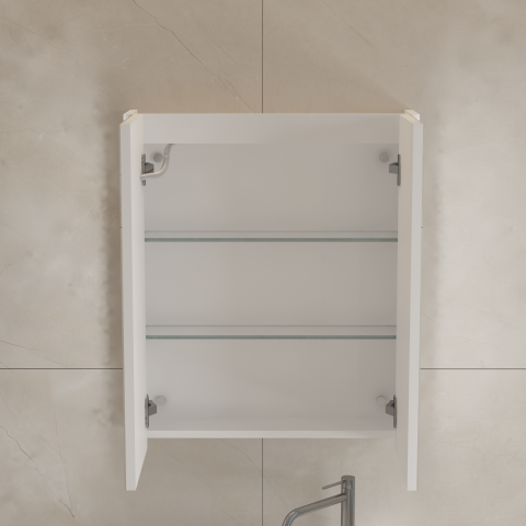 Lumina 600mm Front & Bottom-Lit LED Mirror Cabinet with Sensor & Demister – Matte White - Image 4
