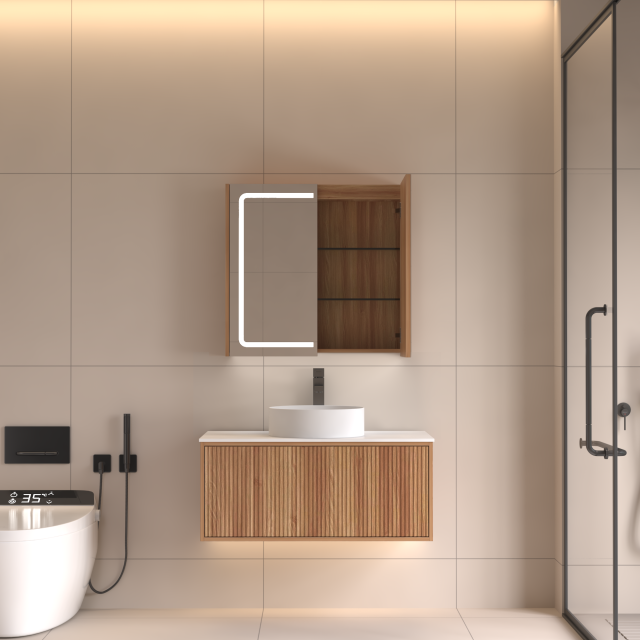 Buy LED Mirror Cabinet 750mm wide in NZ - | Danik Bathroom