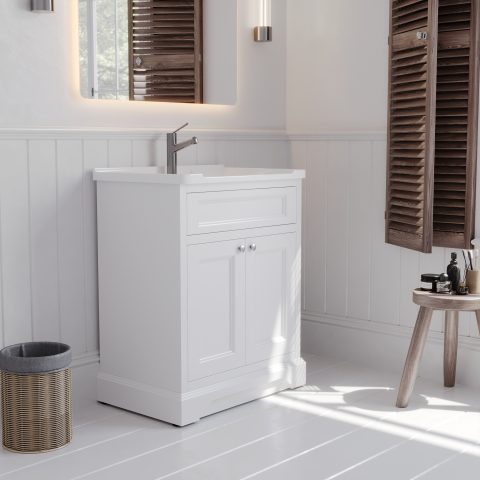 Burlington 700mm Solid Wood Floor-Standing Vanity – Hampton Series – Matte White - Image 2